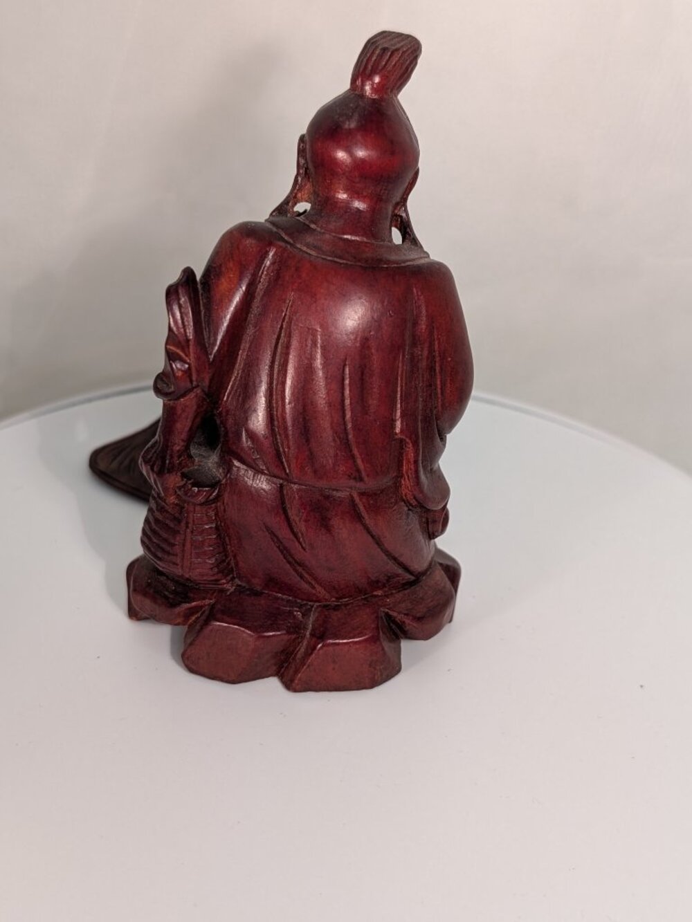 Vintage Chinese Hand-Carved Wood Seated Elderly Man Figure with Removable Hat - Picture 6 of 10